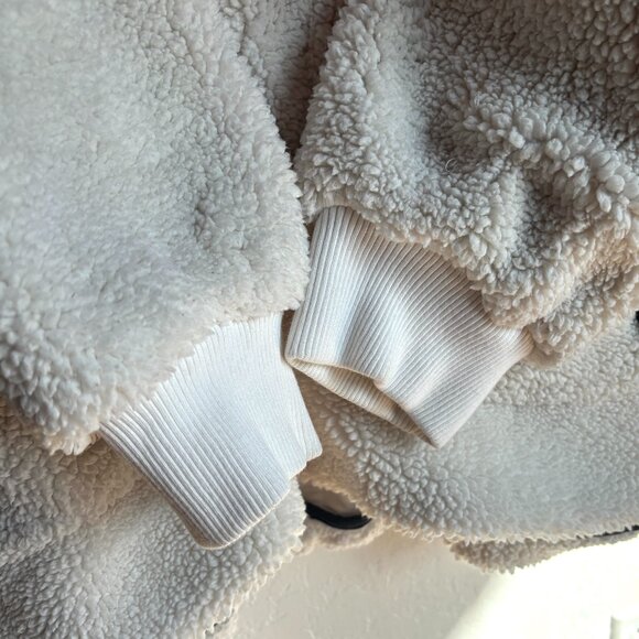 Free People Fall To Rise Fleece Quarter Snap Sweater Ivory Green Size L - Picture 6 of 10